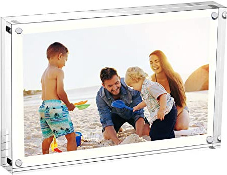 TXErfolg Fotorahmen 10x15cm Acryl Fotorahmen Rahmenlos Klarer Foto Block (Dicke 10mm+10mm) mit Putztücher Beidseitiger Sichtbarer Bilderrahmen Display-Block (Horizontale oder Vertikale)