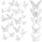 FIHODONE 60 Pezzi Farfalle Decorative Adesivi Murali 3D Argentato,Farfalle Decorazioni Torta Compleanno Cinque Stili,Decorazioni Casa Tre Misure Adesivi Decorativi Topper Torta Compleanno