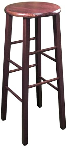 Sicignano | Sgab Sgabello Tondo in Legno Massello, Piede Dritto, Struttura Stabile e Sicura - Dimensioni Altezza 80x32 cm Diametro Seduta - Noce, Artigianale, per Pub Bar Ristoranti Cucina, SED951
