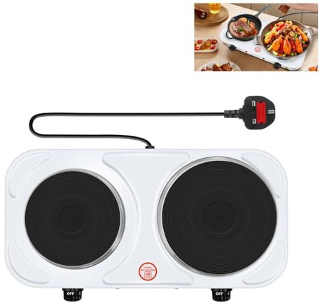 1500W Double Hot Plate Electric Hotplate Cast Iron Heating Plate 5 Power Levels Electric Stove for Home Kitchen Warming/Cooking/Boiling/Frying