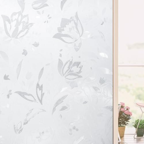Lifemaison Frosted Window Film Privacy Opaque Glass Film for Glass Windows Static Cling Self-Adhesive Sun Blocker Window Frosting Film for Home Office Bathroom,Decorative Window Stickers for Privacy