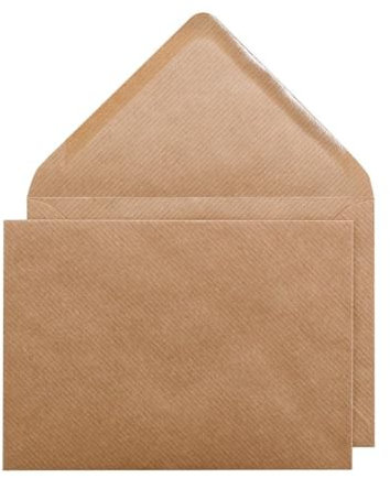 Umschlag B6, 12,5 x 17,5 cm, gerippt, braun, Kraftpapier, nassklebend - 50er Pack