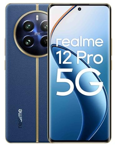 realme 12 Pro 5G Smartphone, 8+256GB, Fotocamera Sony IM890 OIS, Teleobiettivo con Zoom Ottico 2x, Processore Qualcomm Snapdragon 6 Gen 1, Schermo Curvo 120Hz, Ricarica SUPERBOOC 67W, Dual SIM, Blu