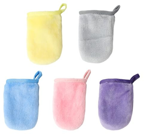 Guanto Detergente Viso, 5 pezzi Dischetti Struccanti Riutilizzabili, Guanto Struccante per il Viso in Microfibra, Struccante in Tessuto, Panno Microfibra Viso, per Struccante e Cura Della Pelle