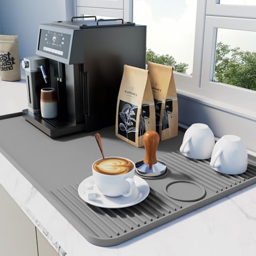 SARTNP Tappetino in Silicone per Caffè con Bordi Alzati, Tappetino per Bar da Piano di Lavoro, Accessori per Bar (Dark Grey, 40x60cm)