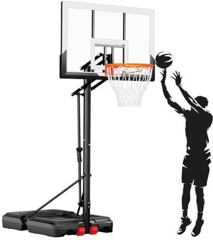 Portable Basketball Hoop 4.8-10FT Quick-Adjust Height, Outdoor Basketball Goal System for Kids Youth Adults, 45 Shatterproof Backboard, in Driveway & Backyard Use