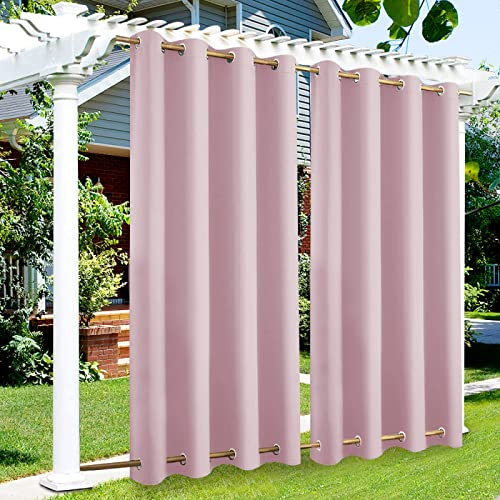 Cortina impermeable para exteriores con aislamiento térmico y ojales dobles, ideal para jardín, patio, pabellón y pérgola, 254 x 200 cm, rosa