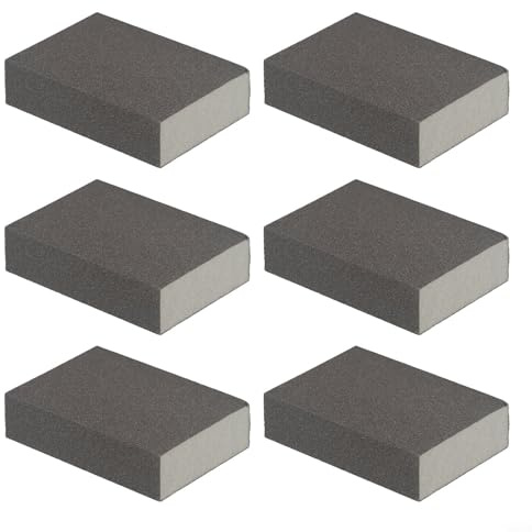 Zilimontt Lot de 6 éponges de ponçage fines double face grain 120-1000 lavables et réutilisables pour polir le ponçage du bois, de la peinture, du métal, du plastique, des cloisons sèches plates et