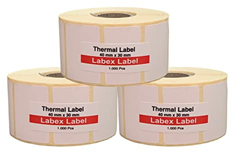 Étiquette Thermique Direct 40x30 mm | Étiquettes D’expédition - Autocollantes Thermiques - 3 Rouleaux - 3000 Étiquettes Professionnelles