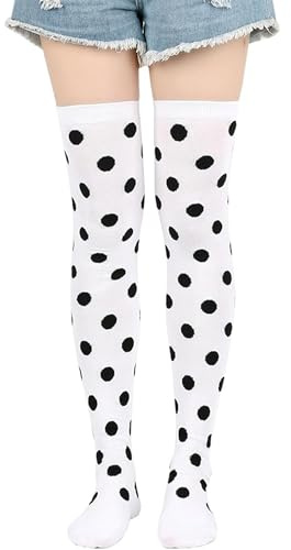 SANSIWU Over Knee Thigh High Socks for Women Polka Dot Stockings Fashion Colored High Long Socks