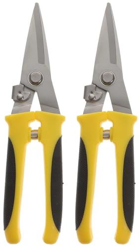 FOYTOKI Tijeras de Hojalatero de Acero Inoxidable para Cortar Metal, 2 Piezas Cabeza Recta, Herramienta para Construcción de Techos y Manualidades