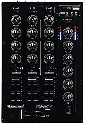 Omnitronic PM-311 P 3-Kanal-DJ-Mixer mit integriertem MP3-Player | DJ-Mikrofoneingang mit Talkover-Schalter