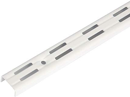 Toolerando Wandschiene für Regalträger, 2-reihig, pulverbeschichteter Stahl, Rasterabstand 50 mm, 1 Stück, Länge 150 cm, Weiß