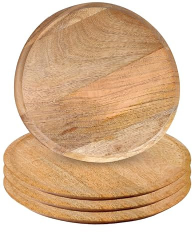 Alpha Living Home Wood Charger Plates, 11 in, Set of 4, Natural