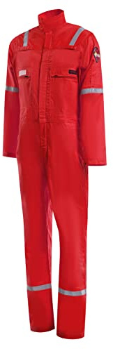 Roots Lightweigh Welders Overalls, Flamebuster 2 Flame Resistant Reflective Mens Boilersuit Coveralls - RO28090 - Red 46
