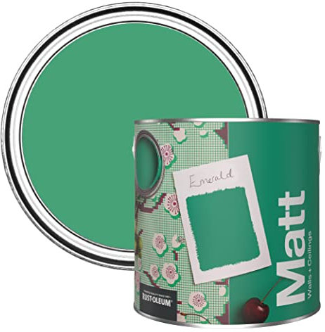 Rust-Oleum Colours Matt Emulsion Wall and Ceiling Paint - Emerald 2.5L
