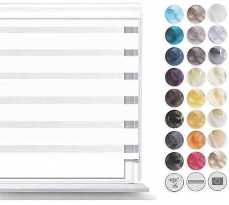 Premium Rollos für Fenster Ohne Bohren I Doppelrollo Klemmfix Ohne Bohren I Fenster Rollos für Innen I Rollo 40x120cm - Weiß