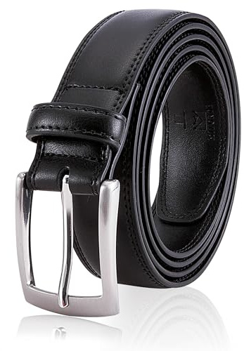 Milorde Herrklädsadel av äkta läder, handgjord, 100% koskinn, moderna och klassiska mönster för arbete, affärer och fritid, 44 (Fits waist 42-43)