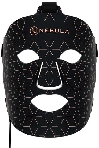 Nebula Tragbare LED-Gesichtsmaske In Schwarz | Erweiterte Lichttherapie Mit Rotem, Blauem, Gelbem Und Nahinfrarotlicht, Wiederaufladbar Und Einstellbar Über USB, Zubehör Für Gesichtsbehandlungen