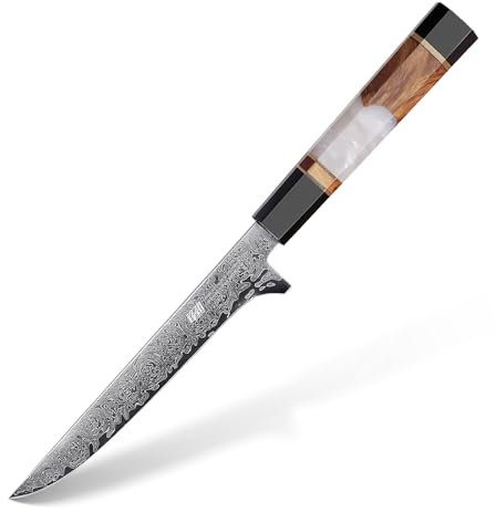FINDKING Coltello per Disossare da 5.5 Pollici, Perfetto per Sfilettare Carne, Grassi e Altro, Affilato Giapponese per Filettare Pesce, Leggero ed Elegante (Serie BLACK-ROSE)