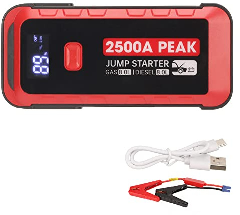 Bilbatteri Jump Starter 2500A 25800mAh Bärbar Kraftstation med Snabbladdning, Enkel Användning för 12V Fordonscamping