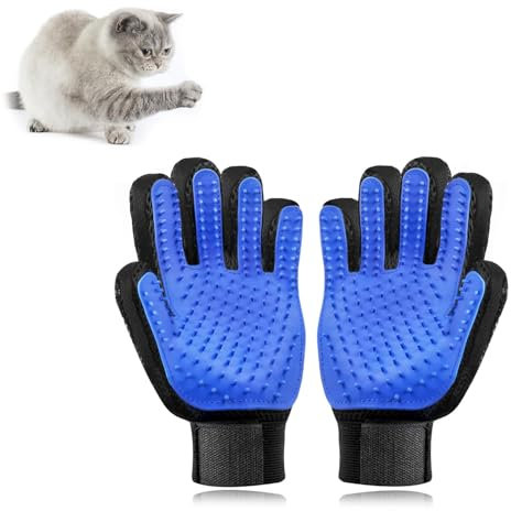 Fellpflege Handschuh, Hundepflegebürstenhandschuh, Haustier Handschuh Katzenbürste handschuh, Katzen Enthaarungs Massagehandschuh, Katzenhandschuh Bürste Silikon, für Deshedding, Baden und Massieren
