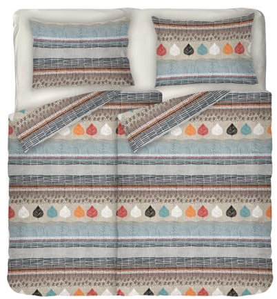 DILIOS Premium Bettwäsche 135x200 4-teilig Bettbezug - Bettwäsche-Sets 135x200 cm mit 2x Kissenbezug 80x80 cm, 2x Bettbezug, Atmungsaktive Baumwolle mit Reißverschluss, Bettwäsche Set Braun Blau Weich