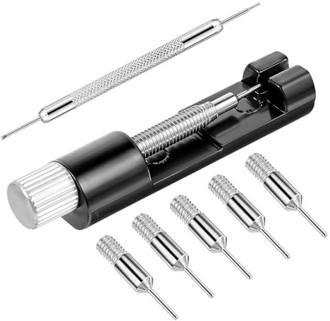 JIYIN Federstegwerkzeug, Uhrmacherwerkzeug Set mit 5 zusätzlichen Stiften und Federstange Handentfernungsset Uhrenarmband-Stiftentferner für die Reparatur und Größenanpassung von Uhren