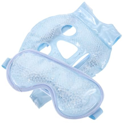 Cooling Ice Face Mask Reusable Adjustable Cold Compress for Skin Care | PVC Ice Beads, Soothing Relief for Facial Treatments, Sleeping Use, Eye Mask for Dark Circles
