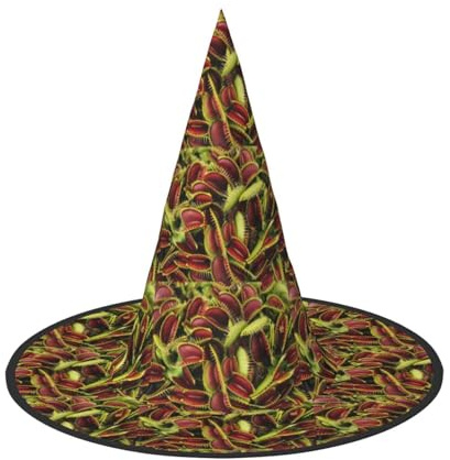 Köttätande växt tryck 2-pack halloween hatt mjuk häxa hattar för karneval maskerader platsbesparande kepsar