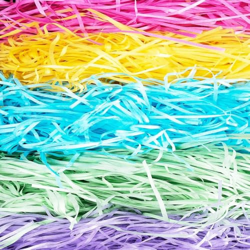 500g Shredded Tissue Paper, Raffia Shredded Paper for Gift Boxes Hampers Packaging,Tissue paper Ideal Hamper Stuffing Filling Suitable for All Occasions (Rainbow)