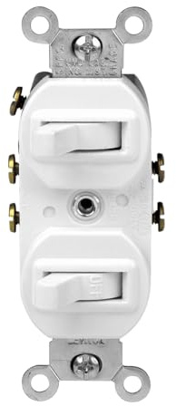 Leviton 15 Amp 120/277 Volt, Duplex Style Single-Pole/3-Way Ac Combination Switch, Commercial Grade, White, 5241-W