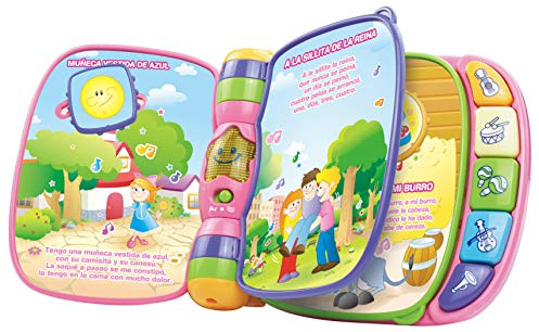 VTech 3480-166757 Primeras Canciones, Libro Interactivo para bebé +6 Meses con Las Canciones Infantiles más Populares, Color Rosa