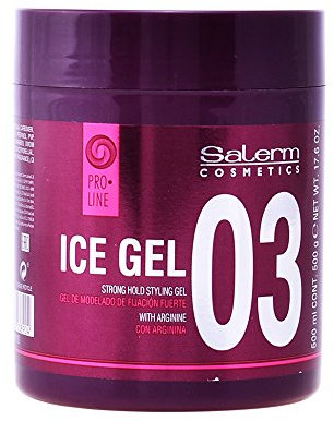 SALERM - Gel Fijador para el Pelo - Ice Gel 03-500 ml - Fijación Fuerte - Gel Efecto Mojado - Fijación e Hidratación del Cabello - con Arginina - Fortalece la Fibra Capilar