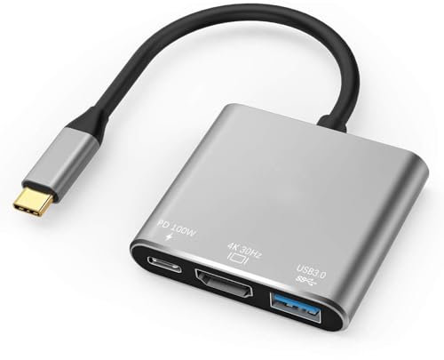 USB C to HDMI Adapter, USB 3.1 Type-C Hub to HDMI 4K+USB 3.0+USB-C Charging Port, Macbook/iMac HDMI Adapter