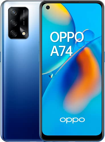 OPPO A74 - Smartphone 4G Débloqué - Téléphone Portable 4G - 128 Go - Écran AMOLED FHD+ - Triple Capteur Photo 48 MP - Processeur Qualcomm Octa-Core - Charge Rapide - Bleu Nuit