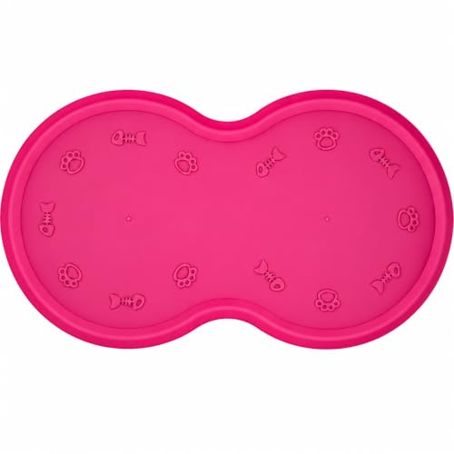 Vattenavvisande skålunderlägg fodermatta av silikon, underlag för husdjursmat kattskål hundskål, 45 x 25 cm (rosa)