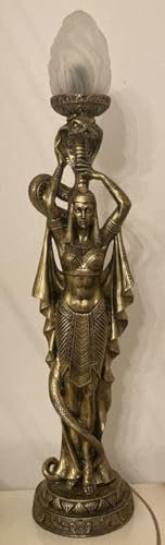 Casa Padrino Barock Tischleuchte Frau mit Cobra Schlange Antik Gold H. 74 cm - Prunkvolle Schreibtischleuchte im ägytischen Stil - Barock Leuchten - Barock Interior - Barock Möbel