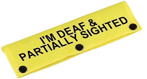 Visual Impairment and Hearing Loss Dog Leash Sleeve I'm Deaf & Partially Sighted Dog Leash Wrap Sleeve Pet Birthday Gift (I'm Deaf & Partially Sighted-YE Sleeve)