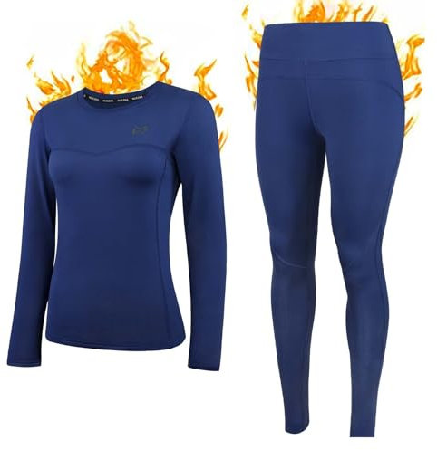 Muezna Thermounterwäsche Damen Set Lange Johns Ski Base Layer, mit weichem Fleece gefüttert, Warme Top bis Bottom Funktionswäsche für zu Hause, kaltes Wetter, Joggen