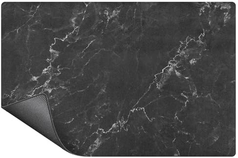SUEH DESIGN Coffee Mat, Absorbent Dish Drying Mat 23.6 x 15.7 in Quick Dry Coffee Mat Large Drying Mats for Kitchen Counter Coffee Bar, Marble Black