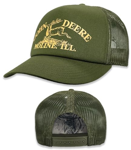 John Deere Baseballkappe Trucker Hat 13083326Ov Vintage Baseball Cap Trucker Hat Trademark Print Olive, Oliv/Blatt für Mich (Leaf It to Me), Einheitsgröße