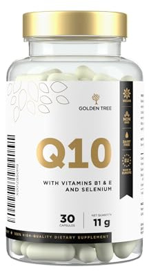 Golden Tree Q10 – 50 mg Coenzyme Q10 Capsules with Vitamin B1, Vitamin E and Selenium – Vegan Formula, Lactose-Free, 30 Capsules