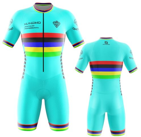 Triathlon Anzug Herren - Einteiliges Radtrikot - Trisuit Einteiler – Triathlonanzug - Triathlon Einteiler Kurz - 3Taschen für Wettkampf Run, Cycle, Swim,Fahrradanzug (Type-8,M)