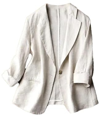 Blazer De Mujer, Chaqueta De Algodón Y Lino, Manga Tres Cuartos, Primavera Fina, Verano, Otoño, Blazers Elegantes Informales