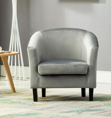 mcc direct Velevt Fabric Tub Chair, Upholstered Armchair, Club Chair for Living Room, Bedroom and Lounge Reception (Grey)