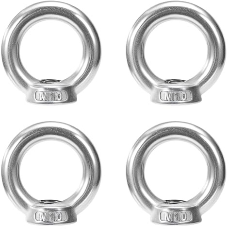 QIMEI-SHOP Dado a Occhiello M10 Dado di Sollevamento Dadi ad Anello in Acciaio Inossidabile 304 per Accessori di Sollevamento e Connessione 4 Pezzi