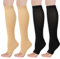 Flight Compression Socks for Women & Men, 2 Pairs Toeless Compression Stockings, Supports Socks Varicose Veins Socks for Maternity Pregnancy, Flying, Running Sports, Nurse (L/XL)