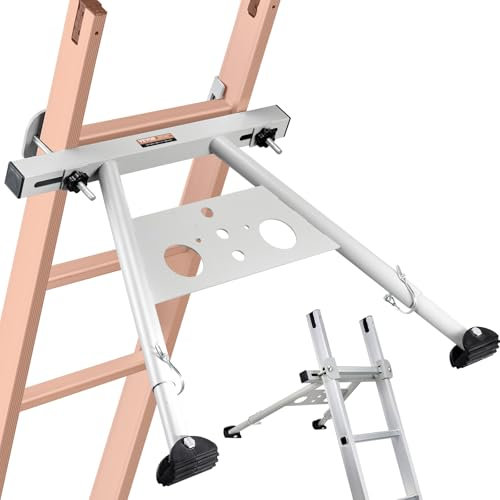 VEVOR Stabilisateur d'Échelle de Toit en Acier Carbone avec Accessoires, Pieds Réglables Extension, Capacité de Charge 150 kg, Compatible avec Différentes Formes d'Échelles pour Gouttière de Toit