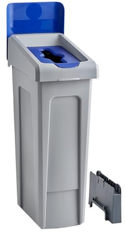 Zedfire 23 Gallon Mixed Recycling Bin with Hinged Lid – Slim Commercial Waste Container for Paper, Plastic, and Cans – Ideal for Offices, Cafeterias, and Schools